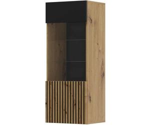 Vitrine suspendue Auris 1D chêne artisan / noir mat