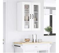 Vitrine suspendue de cuisine - vidaXL - Porto - Bois d'ingénierie - Blanc - 2 portes - 3 étagères - 60 x 31 x 80 cm 95400