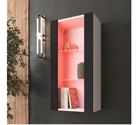 Vitrine Suspendue Komodee TIVOLI - LED RVB - Noir et Blanc - Facades en Mat - 50 x 100 x 29 cm