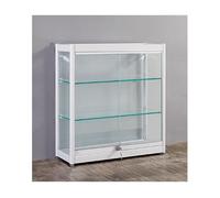 Vitrine verrouillable avec portes - Vitrine blanche moderne pour trésors et objets de collection, 92 x 80 cm / 36.2x31 in, idéale pour le rangement du salon et de la chambre à coucher