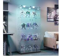 Vitrine,vitrine en Verre de 163x80x35cm,4 Couches avec LED 2 Porte et Serrure,Armoire de Collection Moderne en Verres,Noir