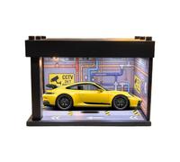 Vitrine Voiture Miniature Armoire de Garage Empilable avec Lumière LED | Boîte d'Exposition Parking Modèle Auto Pour Femmes Hommes Collectionneurs Maison Bureau Salon Chambre Table Style industriel