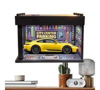 Vitrine Voiture Miniature Petite Armoire de Garage avec Lumière LED à Piles | Boîte d'Exposition Parking Modèle Auto Pour Femmes Hommes Collectionneurs Maison Bureau Salon Chambre Table Style punk