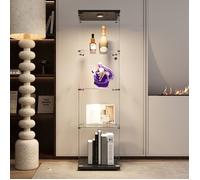 Vitrines en verre 42.5 x 36.5 x 164cm, Vitrine Armoire, 4 étagères, LED réglable, Verre Trempé, pour Salon, Chambre, Noir