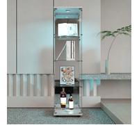 Vitrines en verre, 42.5x36.5x164cm, 4 étagères, 1 porte, LED réglable, Vitrine Armoire, Verre Trempé, pour Salon, Chambre, Blanc