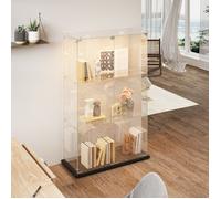 Vitrines en verre 78.5x35x123.5cm, LED réglable, 3 étagères et 2 portes, Vitrine Armoire, Verre Trempé, pour Salon, Chambre, Noir