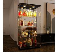 Vitrines en verre, 80.5x36.5x164cm, LED réglable, Vitrine Armoire, 4 étagères et 2 portes, Verre Trempé, pour Salon, Chambre, Noir