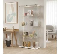Vitrines en Verre, Bande LED, 2 Tür 4 Lagen, 163x78.5x35cm, Blanc