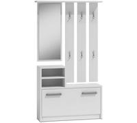 VITTORIA - Meuble d'entrée contemporain 6 crochets/miroir/2 niches/rangement chaussures 180x85x24 - Vestiaire - Porte manteau