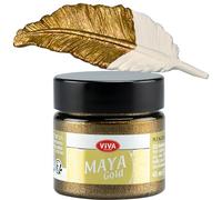 Viva Decor Maya Gold (Bronze,45ml) Couleur métallique - peinture brillante pour activité créative - peinture acrylique pour bois, carton, béton, papier, toile sur chassis ect…