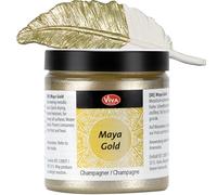 Viva Decor Maya Gold Peinture acrylique métallisée pour œuvres créatives sur bois, verre et porcelaine. Résistant aux chocs, aux taches et aux intempéries pour des effets métalliques brillants 250 ml