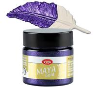 Viva Decor Maya Gold (Violet,45ml) Couleur métallique - peinture brillante pour activité créative - peinture acrylique pour bois, carton, béton, papier, toile sur chassis ect…