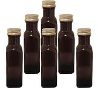 Viva-Haushaltswaren Gabriele Hesse e.K. Lot de 6 petites bouteilles d'huile en verre vert/marron de 100 ml à remplir, avec 6 étiquettes