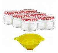 Viva Haushaltswaren Lot de 6 Pots de Confiture/bocaux avec Fermeture à vis 250 ML, avec Entonnoir de