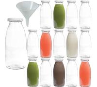 Viva Haushaltswaren Lot de Bouteilles en Verre/Bouteilles de Lait 250 ML avec Entonnoir à vis - argentées, Verre, Deckel Weiß, 15 x 250ml