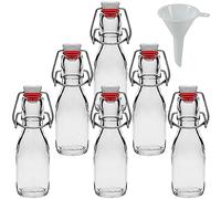 Viva Haushaltswaren Petites Bouteilles en Verre avec Bouchon mécanique 100 ML x6 pour Auto-Garnissage y Compris Un Robinet Blanc-Entonnoir Diamètre 5 cm