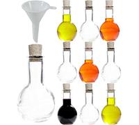 Viva-Haushaltswaren Tulipano Lot de 10 Bouteilles en Verre avec Bouchon en liège 100 ML Entonnoir Ø 5 cm Inclus