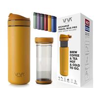 Mug de voyage RECHARGE ANYTIME 460 ml, avec infuseur à thé, moutarde, Viva Scandinavia