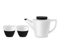 Viva Scandinavia Service à thé, théière et 2 tasses en porcelaine, infuseur thé en acier inoxydable, théière 1 L, tasses à thé 250 ml, blanc et couvercle noir