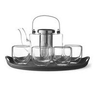 Viva Scandinavia Service à thé, théière en Verre Borosilicate avec infuseur thé en Acier Inoxydable, 4 Tasses à thé en Verre Borosilicate Inclus, théière 0.75 L, Tasse à thé 500 ML