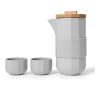 Viva Scandinavia (V77202) Théière design en porcelaine couvercle en bambou, avec 4 tasses à thé (70 ml) - Crème Crème G