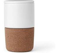 Viva Scandinavia Tasse à thé Design en Porcelaine Blanche avec Manchette en liège et Couvercle en Porcelaine, Fente pour Suspendre Le Sachet à thé, 370 ML