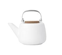 VIVA Théière Porcelaine, infuseur inox, bec anti-gouttes, 1,2 L, Blanc | Théière avec infuseur amovible en acier inoxydable pour thé en vrac. Bec anti-gouttes, verre résistant.