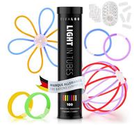 Vivaloo Set De Bâtons Luminescents : 100 Pièces + Accessoires | Connecteurs Pour Bracelets | Lumières et Décorations Néon | Festival & Party Essentials