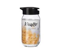 Vivalto Bocal Doseur en Verre 1L avec Couvercle Noir 11x20x10 cm (Set de 24)