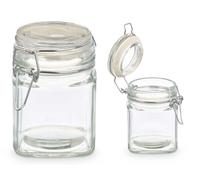 Vivalto Bocal en Verre Carré avec Fermeture Hermétique 200 ml 9x9x7 cm Transparent (Set de 24)