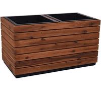 VIVANNO Bac à plantes en bois MAXI, rayures marron acacia - 85x43x41 cm