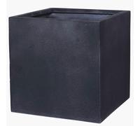 VIVANNO Bac à plantes en fibre de verre BLOCK Cube, aspect pierre anthracite galet - 40x40x40 cm