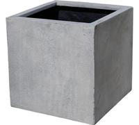 VIVANNO Bac à plantes en fibre de verre BLOCK Cube, gris béton Design béton - 30x30x30 cm