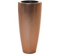 VIVANNO Bac à plantes en fibre de verre CITY Rond, métal rose doré métallisé brillant - 37x80 cm
