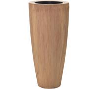 VIVANNO Bac à plantes en fibre de verre CITY Rond, rayures beiges striées - 37x80 cm