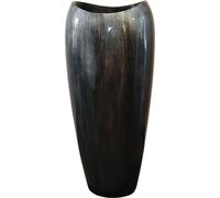VIVANNO Bac à plantes en fibre de verre DELUXE rond, argent nuit brillant avec motif - 37 x 81 cm