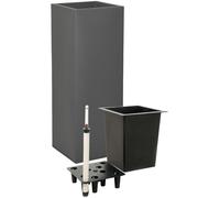 VIVANNO Bac à plantes zinc BLOCK colonne, anthracite mat - 29x29x80 cm