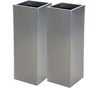 VIVANNO Bac à plantes zinc BLOCK colonne, argent mat - 24x24x65 cm