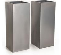 VIVANNO Bac à plantes zinc BLOCK colonne, argent mat - 40x40x100 cm
