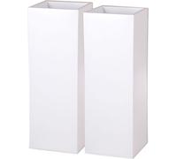 VIVANNO Bac à plantes zinc BLOCK colonne, blanc mat - 24x24x65 cm