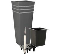 VIVANNO Bac à plantes zinc NEW CLASSIC colonne, anthracite mat - 32x32x80 cm