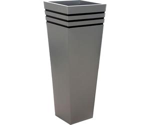 VIVANNO Bac à plantes zinc NEW CLASSIC colonne, argent mat - 32x32x80 cm