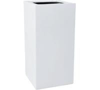 VIVANNO Jardinière en fibre de verre BLOCK colonne, blanc mat - 40x40x80 cm
