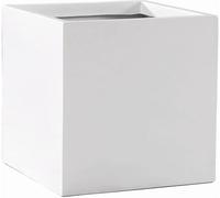 VIVANNO Jardinière en fibre de verre BLOCK cube, blanc mat - 30x30x30 cm
