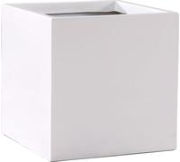 VIVANNO Jardinière en fibre de verre BLOCK cube, blanc mat - 50x50x50 cm