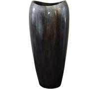VIVANNO Bac à plantes en fibre de verre DELUXE rond, argent nuit brillant avec motif - 37 x 81 cm