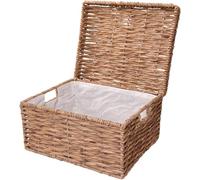 VIVANNO Panier à étagères tressé avec couvercle en jacinthe d'eau naturelle, panier pour armoire Kira 29x41x34 cm