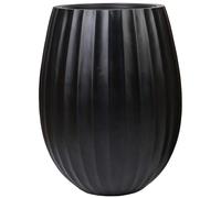 VIVANNO Pot de fleurs en fibre de verre, modèle BALAO ARC, forme ronde, finition noire mate - 39x50 cm