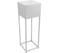 VIVANNO Pot de fleurs tôle d'acier vernie par poudre ELEVATE SQUARE colonne, blanc mat - 25x25x79 cm
