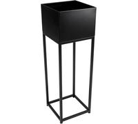 VIVANNO Pot de fleurs tôle d'acier vernie par poudre ELEVATE SQUARE colonne, noir mat - 25x25x79 cm